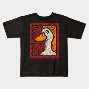 Outsider Art Duck | A Quirky Tapestry Portrait Kids T-Shirt