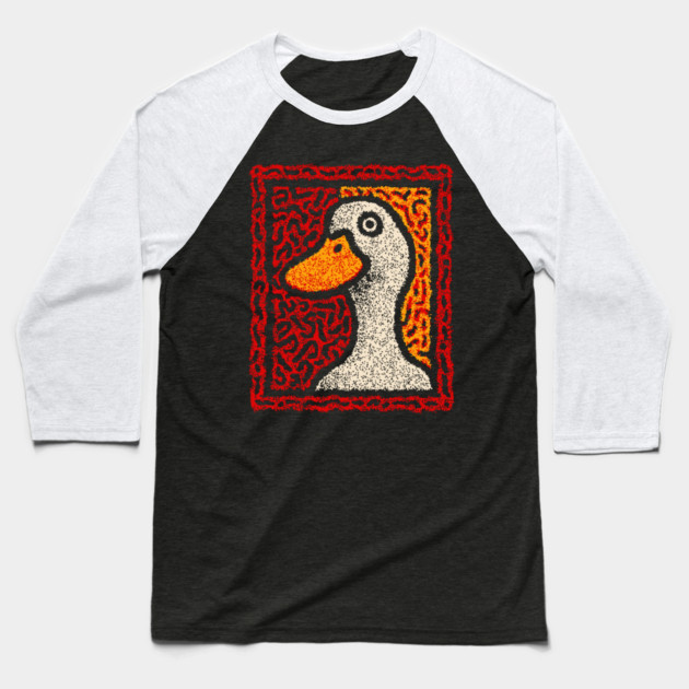Outsider Art Duck | A Quirky Tapestry Portrait Baseball T-Shirt by TuncGK
