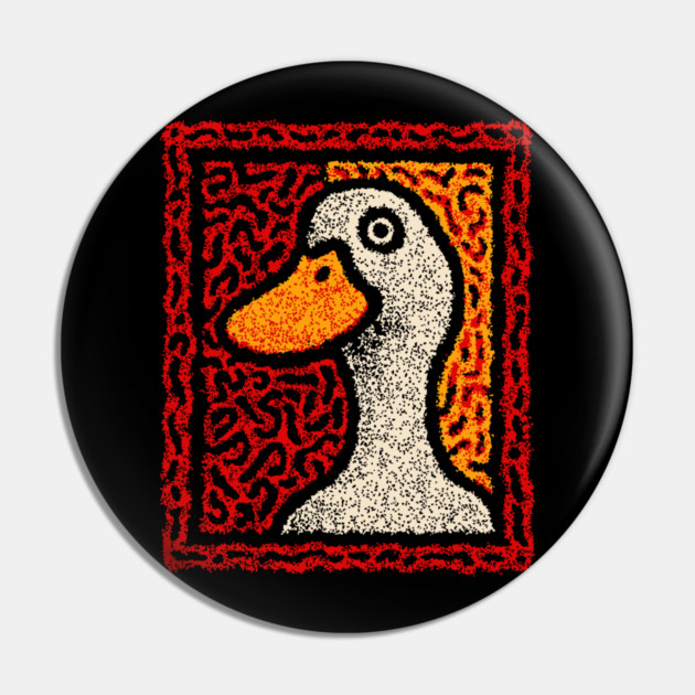 Outsider Art Duck | A Quirky Tapestry Portrait Pin by TuncGK