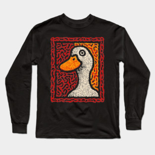 Outsider Art Duck | A Quirky Tapestry Portrait Long Sleeve T-Shirt