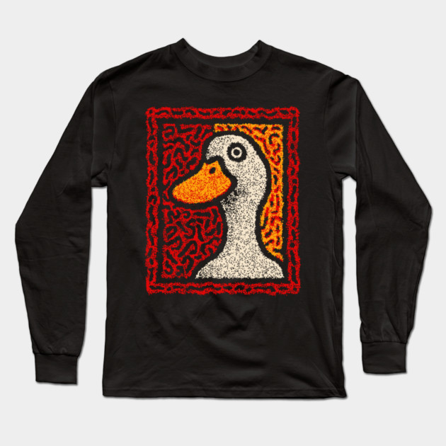 Outsider Art Duck | A Quirky Tapestry Portrait Long Sleeve T-Shirt by TuncGK