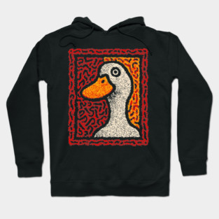 Outsider Art Duck | A Quirky Tapestry Portrait Hoodie