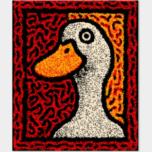 Outsider Art Duck | A Quirky Tapestry Portrait Posters and Art