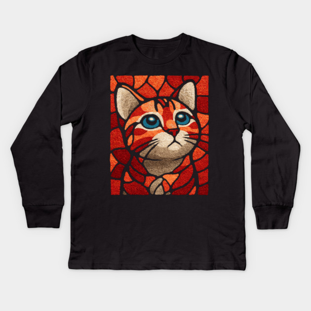 The Familiar | A Byzantine Icon Style Cat Kids Long Sleeve T-Shirt by TuncGK