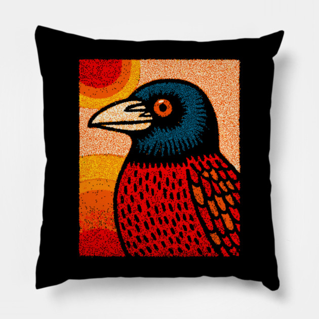 The Messenger | A Gothic Folk Art Graphic Pillow by TuncGK