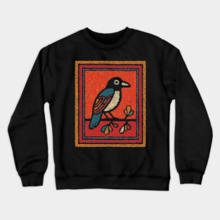 Blue Jay Folk Art | Tribal Messenger of Nature Crewneck Sweatshirt
