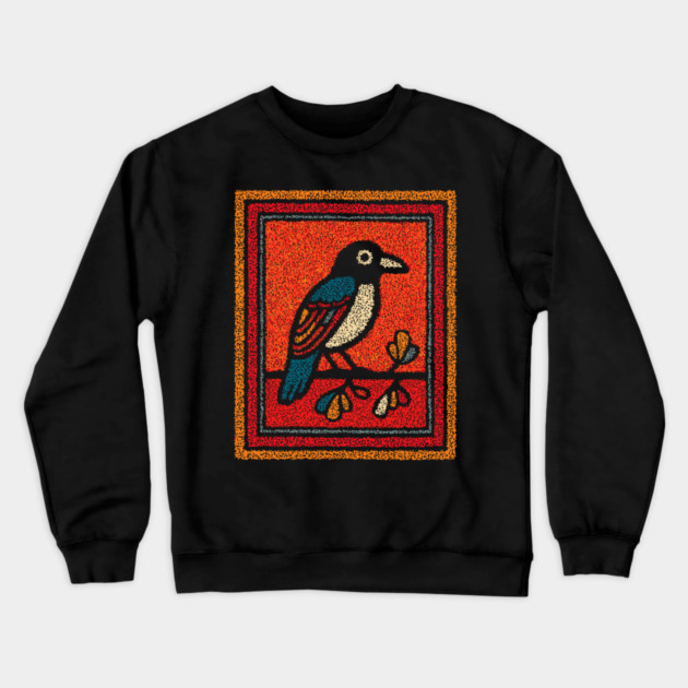 Blue Jay Folk Art | Tribal Messenger of Nature Crewneck Sweatshirt by TuncGK