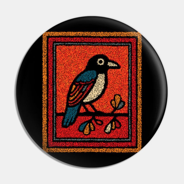 Blue Jay Folk Art | Tribal Messenger of Nature Pin by TuncGK
