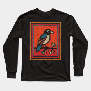 Blue Jay Folk Art | Tribal Messenger of Nature Long Sleeve T-Shirt