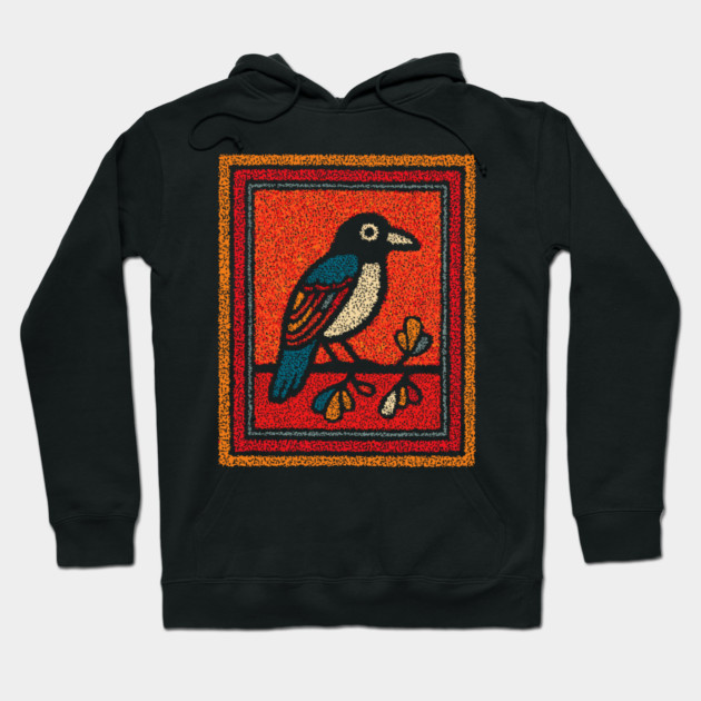 Blue Jay Folk Art | Tribal Messenger of Nature Hoodie by TuncGK