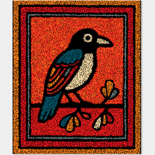 Blue Jay Folk Art | Tribal Messenger of Nature Wall Art by TuncGK