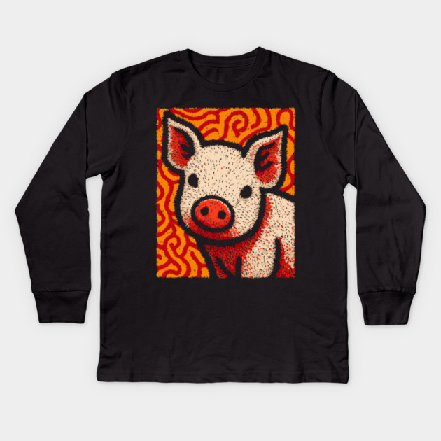 The Swine | An Abstract Expressionist Graphic Kids Long Sleeve T-Shirt by TuncGK