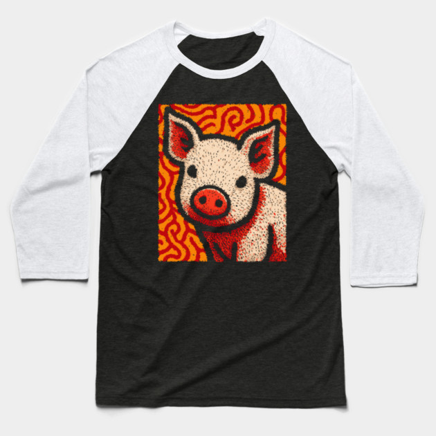 The Swine | An Abstract Expressionist Graphic Baseball T-Shirt by TuncGK