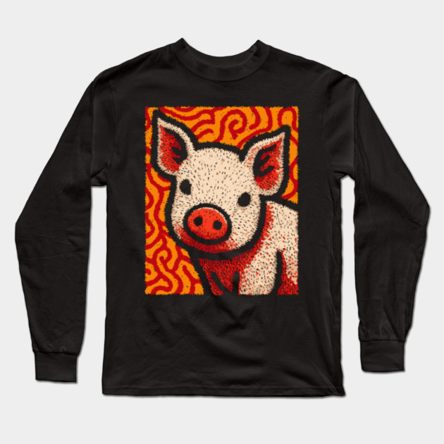 The Swine | An Abstract Expressionist Graphic Long Sleeve T-Shirt by TuncGK
