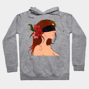 Blindfolded Woman Portrait Hoodie