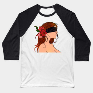 Blindfolded Woman Portrait Baseball T-Shirt