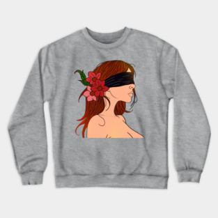 Blindfolded Woman Portrait Crewneck Sweatshirt