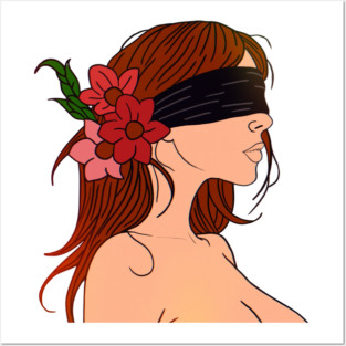 Blindfolded Woman Portrait Posters and Art