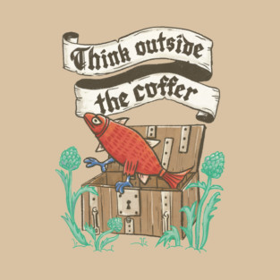 Think Outside the Coffer – Medieval Marginalia Fish (with legs!) T-Shirt