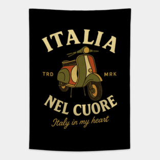 Vespa Italia Nel Cuore Italy In My Heart Italian Pride Dolce Vita Travel Culture Tapestry