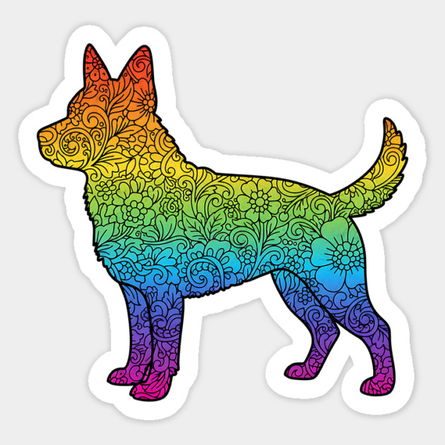 Floral Rainbow Alsatian – Decorative Dog Silhouette Magnet by Designed By Marty