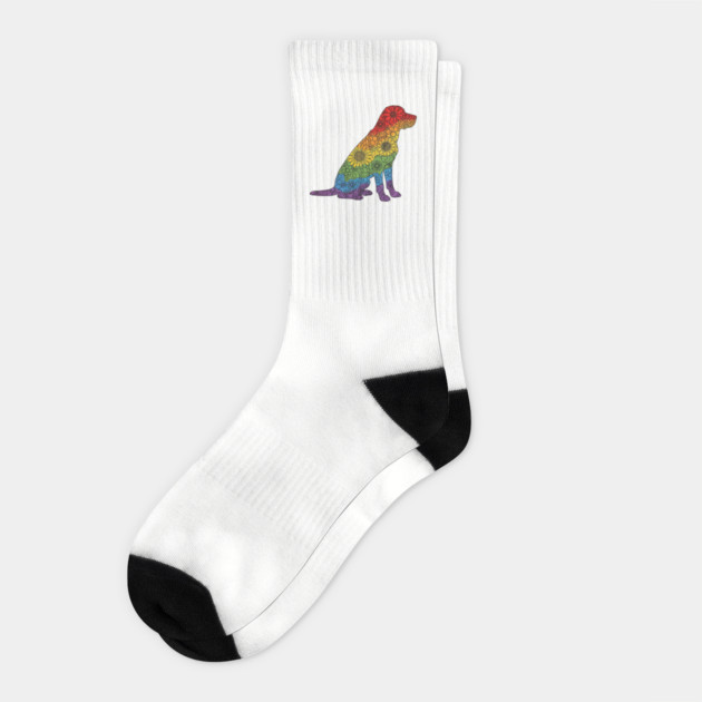 Floral Rainbow Labrador Retriever – Decorative Dog Silhouette Socks by Designed By Marty