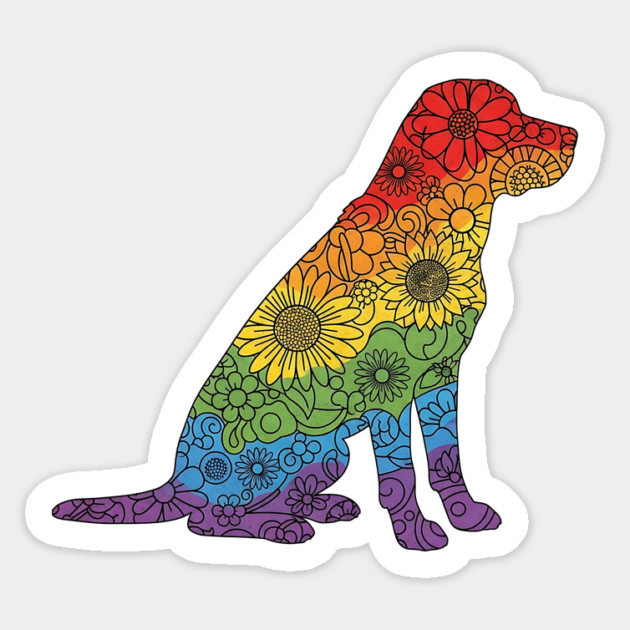 Floral Rainbow Labrador Retriever – Decorative Dog Silhouette Sticker by Designed By Marty