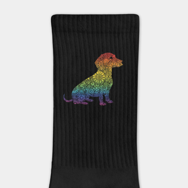 Floral Rainbow Dachshund – Decorative Dog Silhouette by Designed By Marty