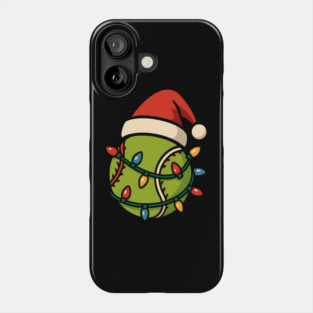 Christmas Baseball Funny Holiday Lights Santa Hat Graphic Phone Case