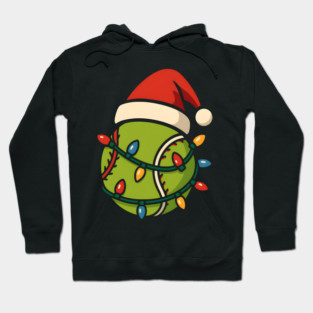 Christmas Baseball Funny Holiday Lights Santa Hat Graphic Hoodie