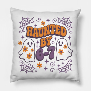 Haunted by 6–7 Distressed Ghost Math Halloween Graphic Pillow