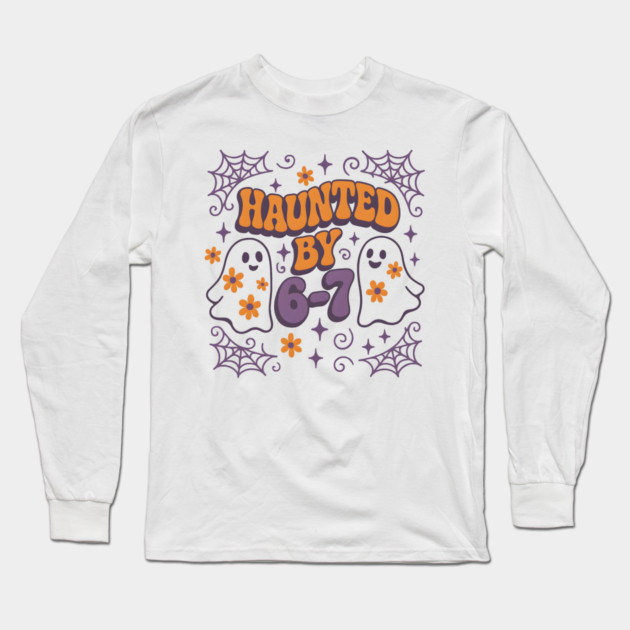 Haunted by 6–7 Distressed Ghost Math Halloween Graphic Long Sleeve T-Shirt by MakerMind8.2