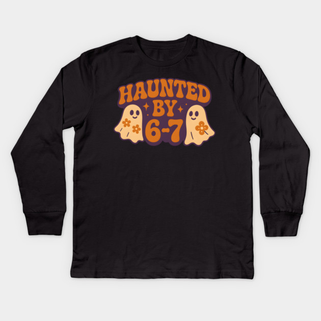 Haunted by 6–7 Math Ghosts Funny Halloween Graphic Kids Long Sleeve T-Shirt by MakerMind8.2