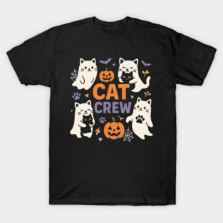 Cat Crew Halloween Ghost Cats Funny Pumpkin Graphic T-Shirt