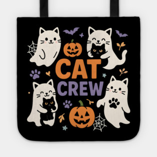 Cat Crew Halloween Ghost Cats Funny Pumpkin Graphic Tote