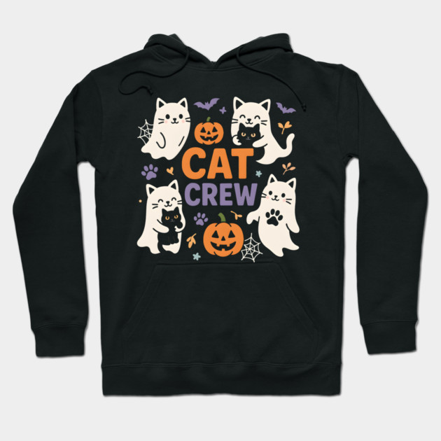 Cat Crew Halloween Ghost Cats Funny Pumpkin Graphic Hoodie by MakerMind8.2