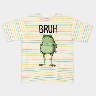 Cute Frog Serving Big Bruh Energy fun design Kids T-Shirt