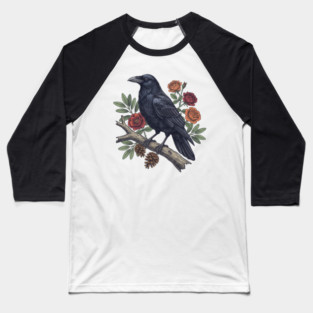 Mysterious Raven Nature Gothic Aesthetic Baseball T-Shirt