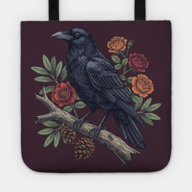 Mysterious Raven Nature Gothic Aesthetic Tote by BirdsnStuff