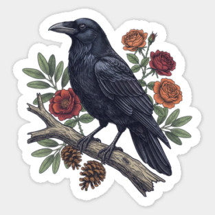 Mysterious Raven Nature Gothic Aesthetic Sticker