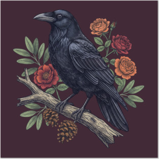 Mysterious Raven Nature Gothic Aesthetic Posters and Art