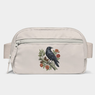 Majestic Gothic Raven Perched On Branch Bird Art Bag