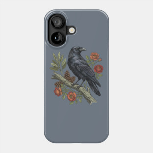 Majestic Gothic Raven Perched On Branch Bird Art Phone Case