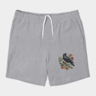Majestic Gothic Raven Perched On Branch Bird Art Shorts