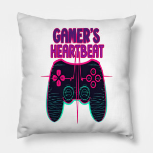 Gamer Heartbeat Retro Video Game Player Boys Men Gaming Pillow