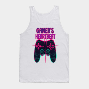 Gamer Heartbeat Retro Video Game Player Boys Men Gaming Tank Top
