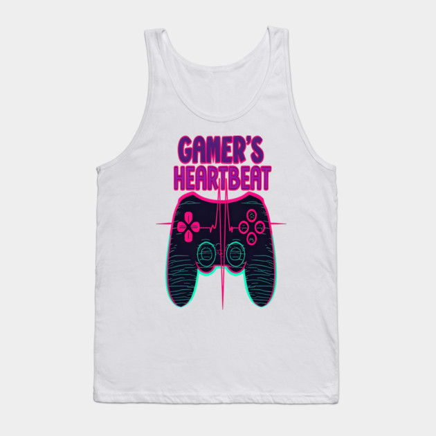 Gamer Heartbeat Retro Video Game Player Boys Men Gaming Tank Top by OUTFITPAW