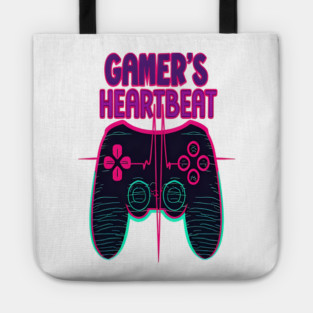 Gamer Heartbeat Retro Video Game Player Boys Men Gaming Tote