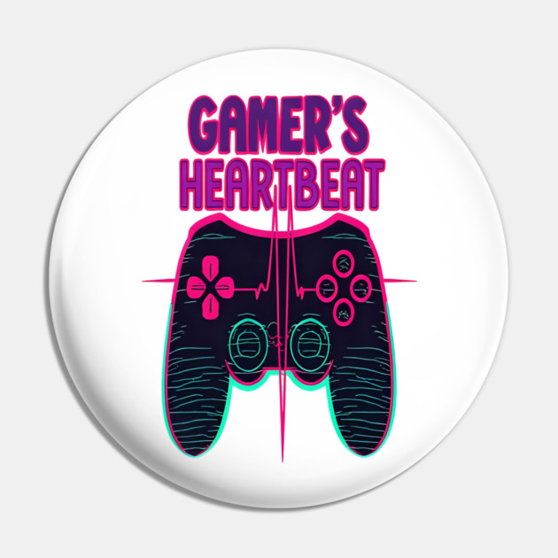 Gamer Heartbeat Retro Video Game Player Boys Men Gaming Pin by OUTFITPAW