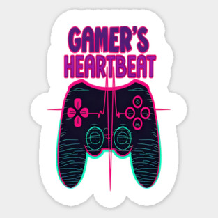 Gamer Heartbeat Retro Video Game Player Boys Men Gaming Sticker